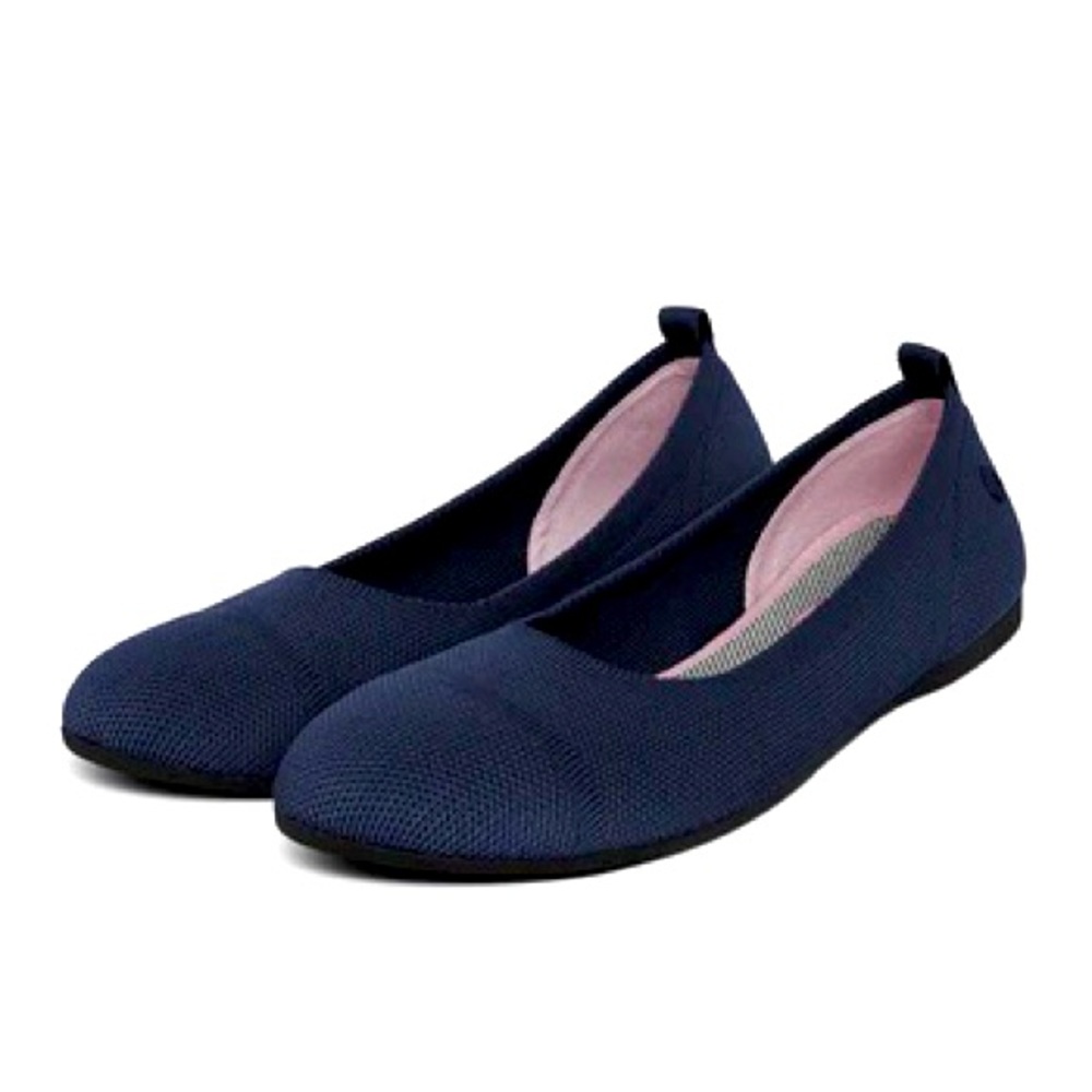 Navy Giesswein Round Toe Ballerina Flats made from recycled materials
